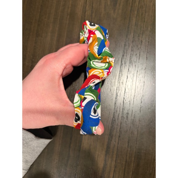 Multicolor Bingo Ball Print Hair Scrunchie Retro Novelty Accessory - Picture 4 of 4